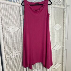 Eileen Fisher Cranberry Jersey Midi Dress Soft Draped‎ Sleeveless Travel Knit